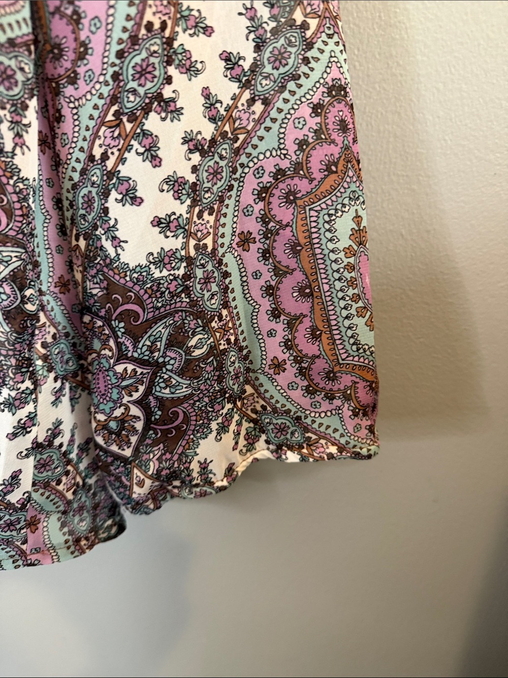 Wrangler Paisley Peasant Blouse Medium Boho Western Tie Neck Long Sleeve - Picture 10 of 12